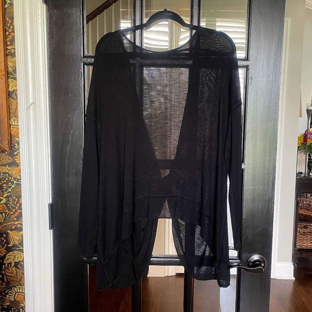 Free People Chasing You Open Twist Back Black Sweater  - Medium (Fits like XL)